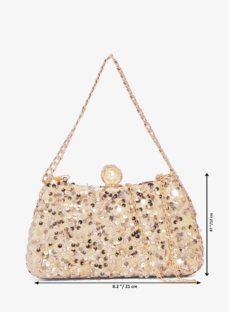 Khizana Gold Gold Sequin Embellished Bag for Women | Best Price UAE